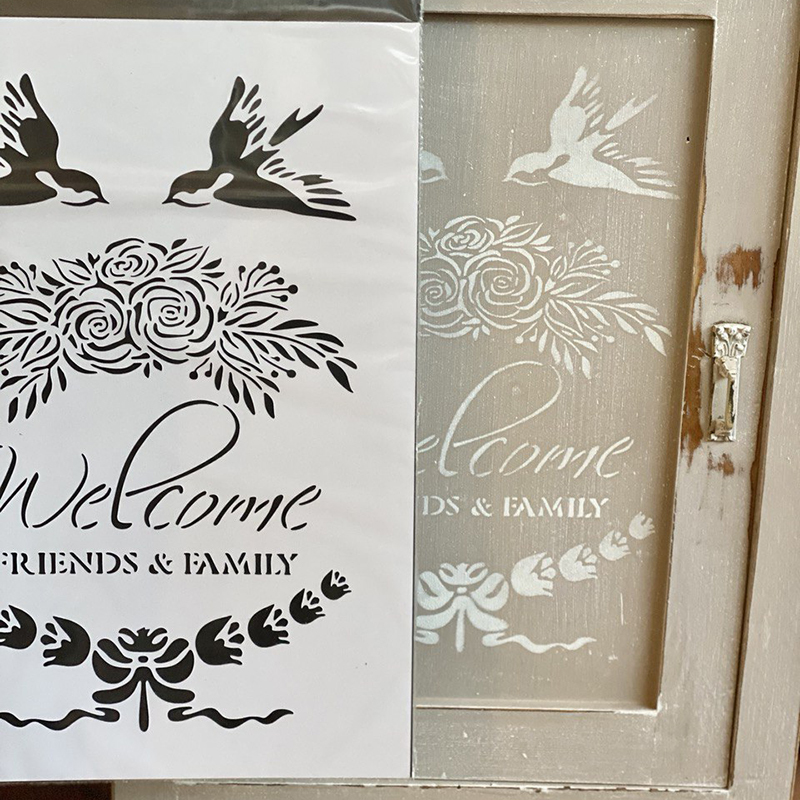 Stencil di benvenuto Welcome - Stencil riutilizzabile per insegne in  legno, pittura murale, tessuti e decorazioni per la casa