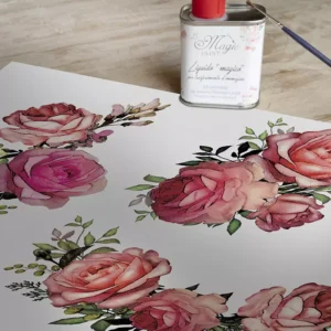 Stampa Trasferibile "FLORA & FAUNA, LIGHT ROSES" 28x40 cm