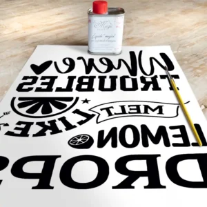 Stampa Trasferibile “SCRIPT, LEMON” 28×40 cm